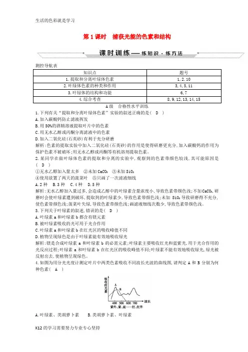 [推荐学习]2018-2019学年高中生物 第5章 细胞的能量供应和利用 第4节 能量之源—光与光合