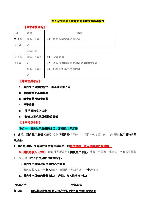 第7章  国民收入核算和简单的宏观经济模型