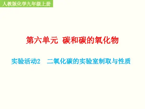 人教版化学九年级上册《实验活动2 二氧化碳的实验室制取与性质》精品课件(16张PPT)