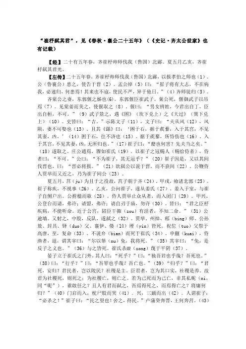 《崔杼弑其君》教学参考