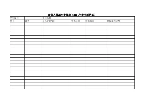 参保人员减少申报表(2021年参考新格式)