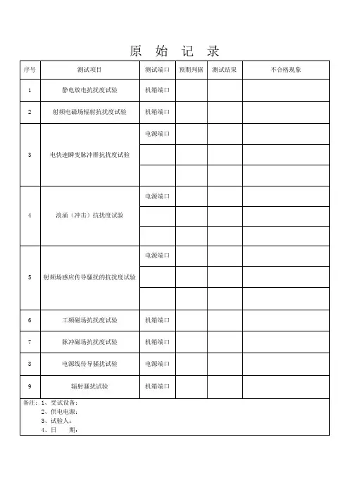 EMC测试表格