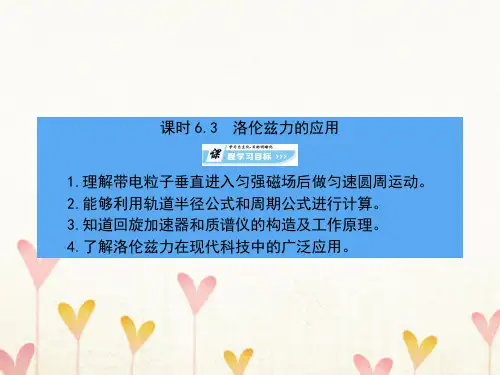 高中物理第6章磁场对电流和运动电荷的作用第3节洛伦兹力的应用课件鲁科版选修3-1