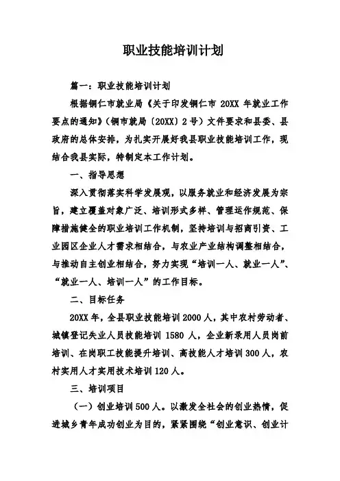 职业技能培训计划 2