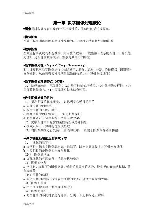 最新【数字图像处理】期末复习资料【考试要点】【老师整理】资料