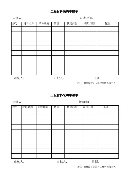 工程材料采购申请单