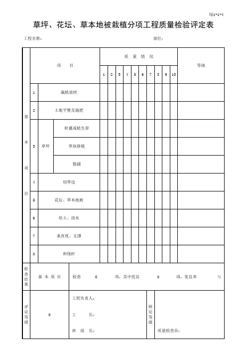 4草坪、花坛、草本地被栽植分项工程质量检验评定表
