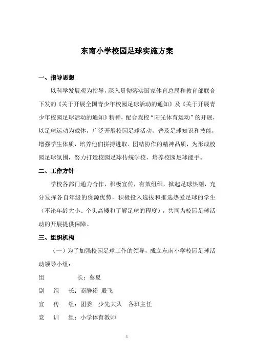 校园足球实施方案