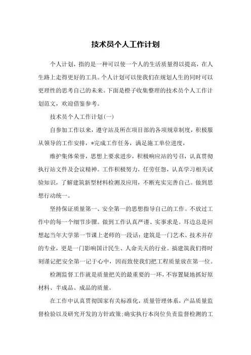 技术员个人工作计划
