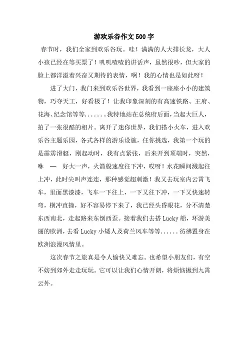 游欢乐谷作文500字