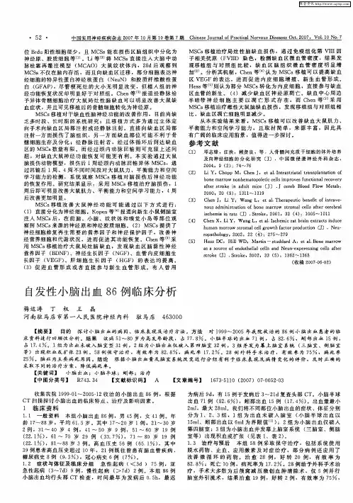自发性小脑出血86例临床分析