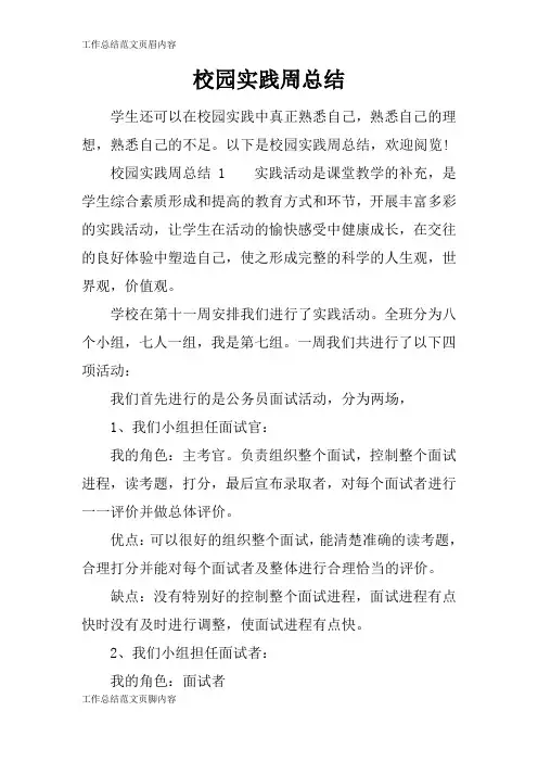 【工作总结范文】校园实践周总结