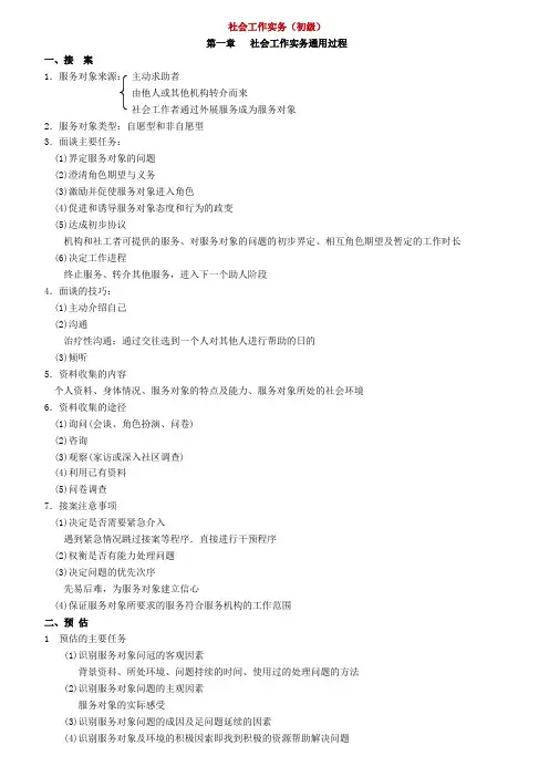 助理社工师社会工作实务考试重点