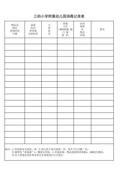 幼儿园消毒记录表