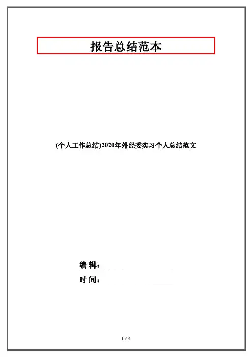 (个人工作总结)2020年外经委实习个人总结范文