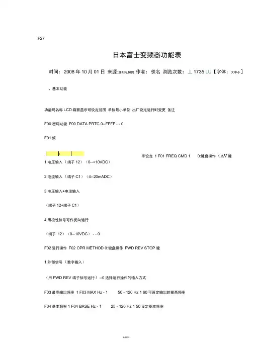 日本富士变频器功能表