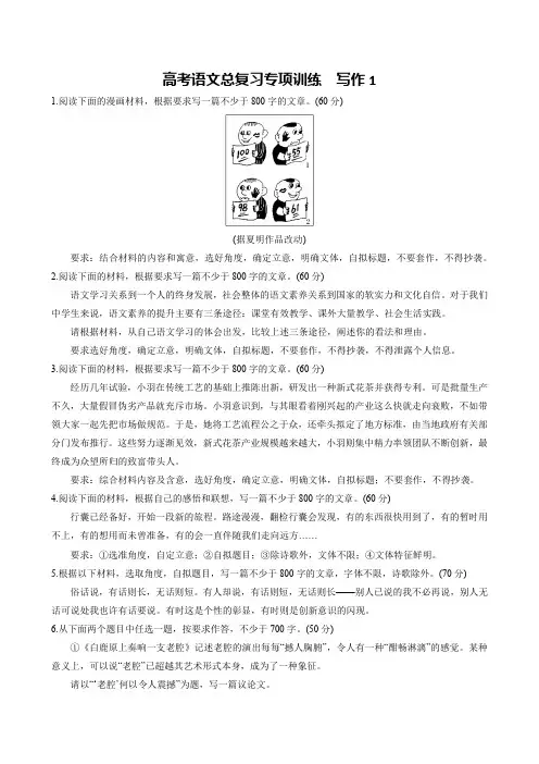 高考语文总复习专项训练 写作1