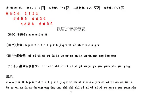 小学拼音字母顺序表