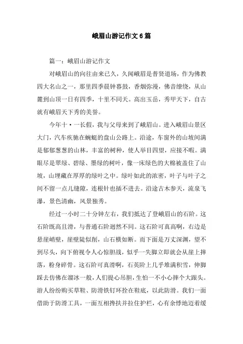 峨眉山游记作文6篇