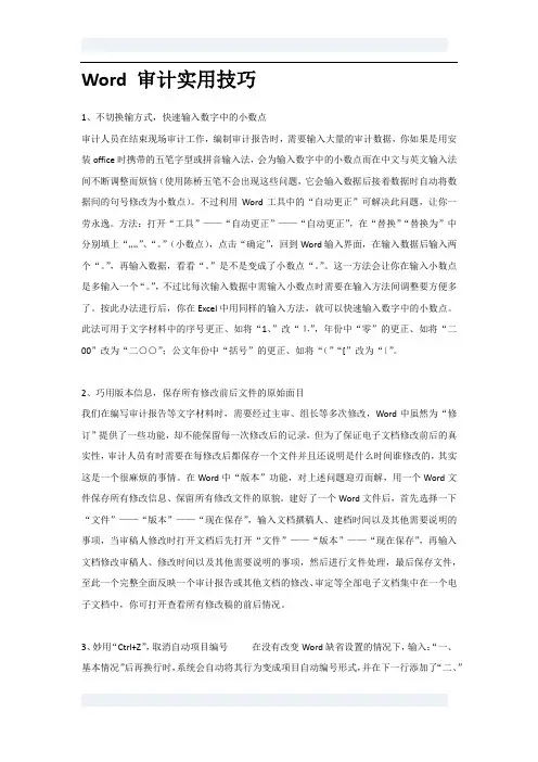 Word 审计实用技巧