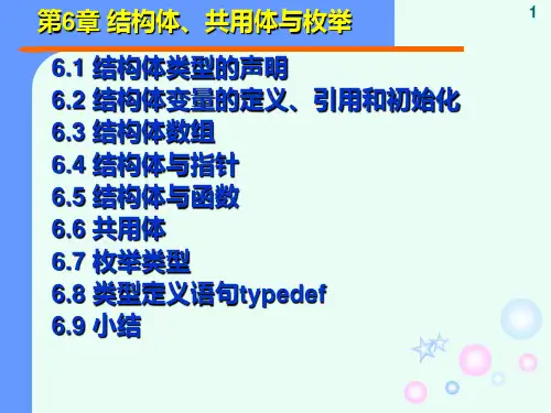 C C++语言程序设计第6章 结构体共用体和枚举共75页文档