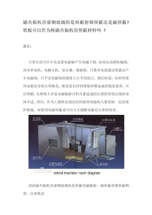 磁共振机房窗铜玻璃的是屏蔽射频屏蔽还是磁屏蔽铁板可以作为核磁共振机房屏蔽材料吗