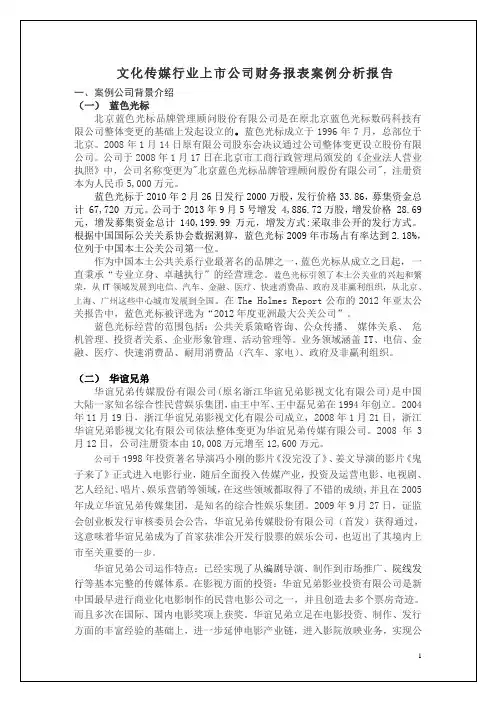 文化传媒行业上市公司财务分析报告