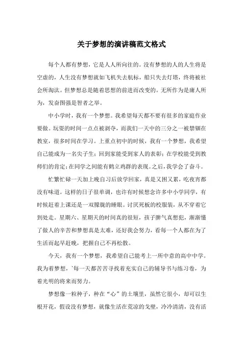 关于梦想的演讲稿范文格式