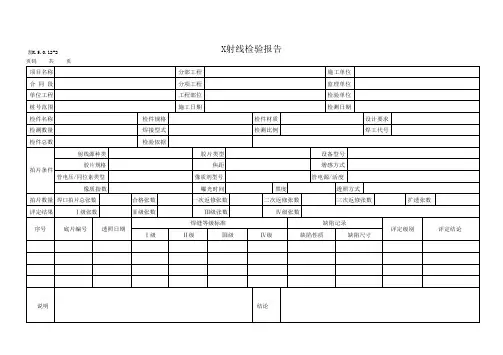 X射线检验报告