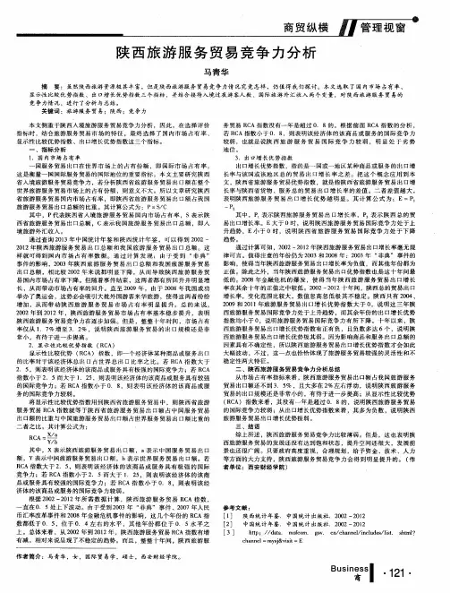 陕西旅游服务贸易竞争力分析