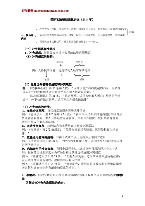 【讲义】2014基础强化杨帆国际私法讲义