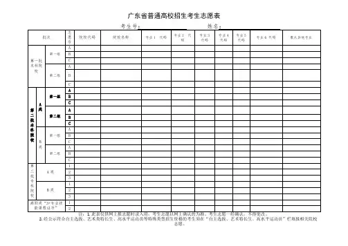 广东省高考志愿填报表 2