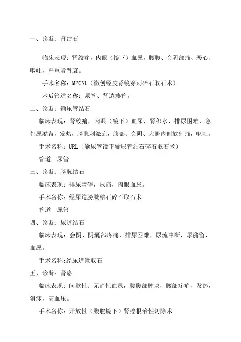 泌尿外科常见的个疾病