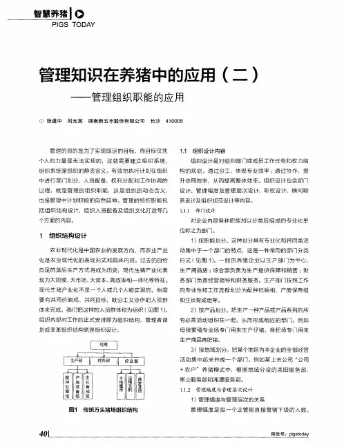 管理知识在养猪中的应用(二)——管理组织职能的应用