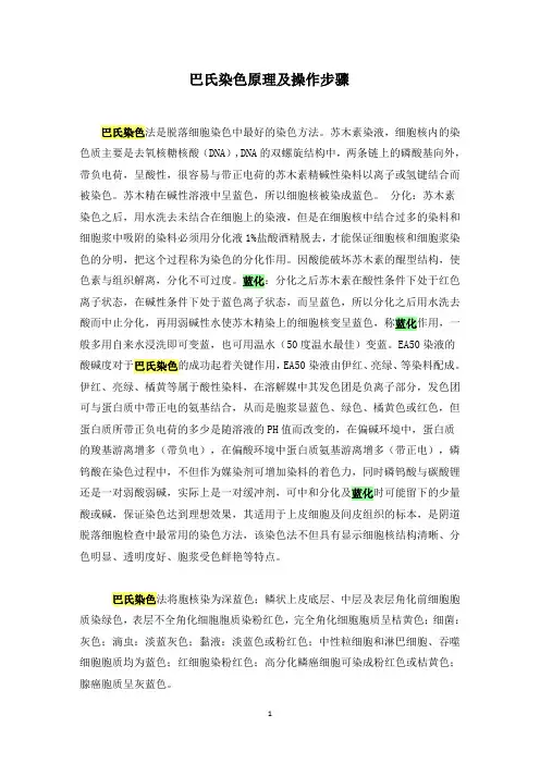 巴氏染色原理及操作步骤