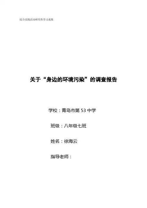 综合实践活动研究性学习成果