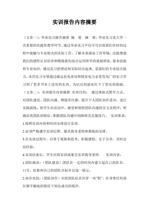 实训报告内容摘要