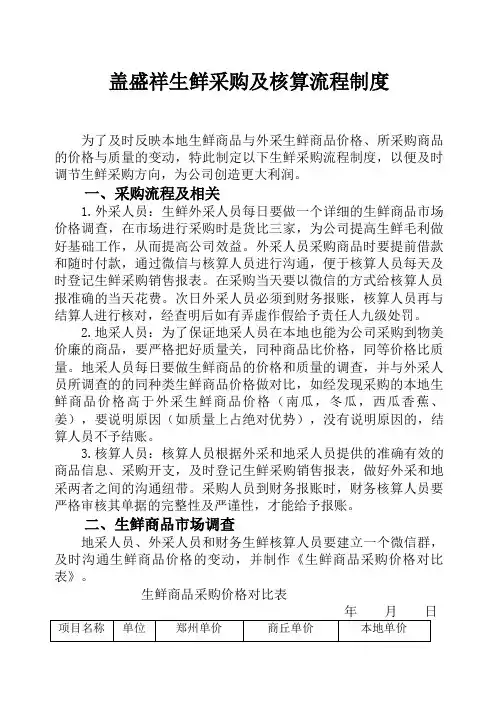 超市生鲜采购流程制度