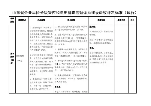 安全生产双体系验收标准