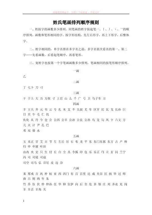 姓氏笔画排列顺序规则 (2)