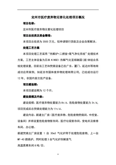 医疗垃圾项目概况