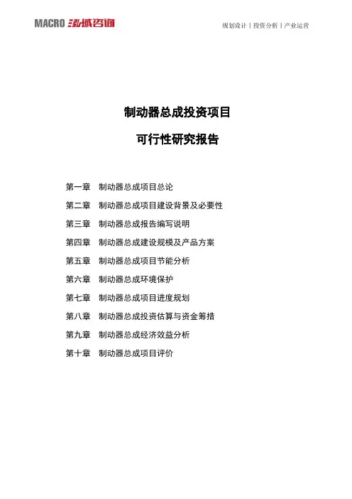 制动器总成投资项目可行性研究报告