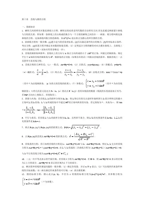 高中数学竞赛_直线与圆的方程【讲义】