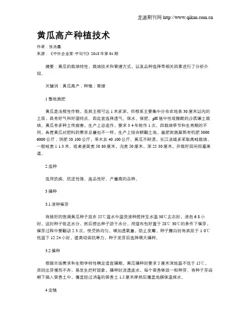 黄瓜高产种植技术