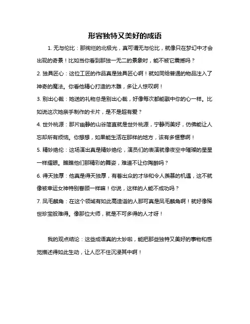 形容独特又美好的成语