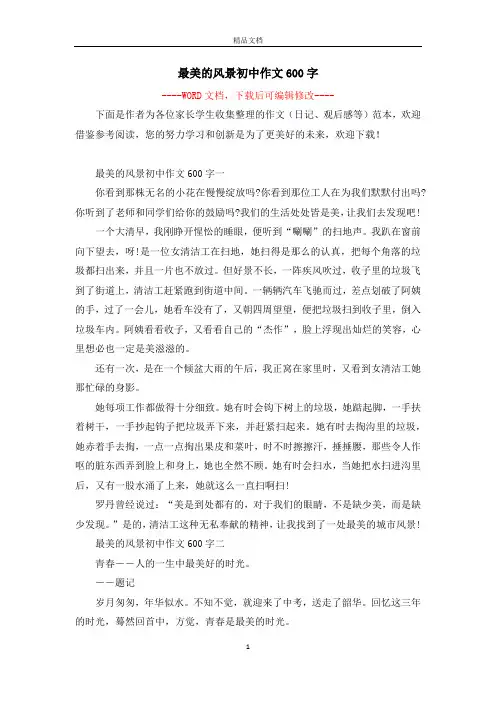 最美的风景初中作文600字