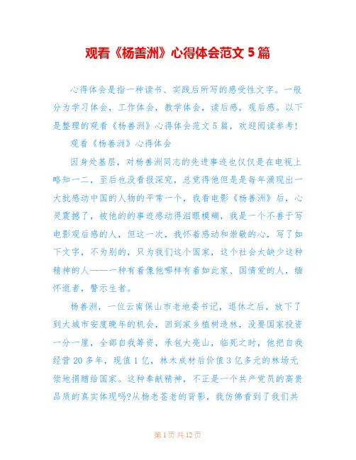 观看《杨善洲》心得体会范文5篇