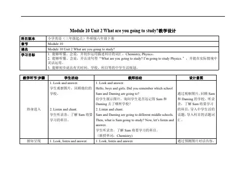 外研版六年级英语下册《Module 10 Unit 2》精品教案教学设计优秀公开课