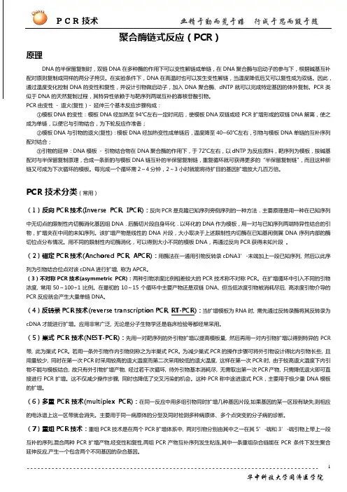 PCR技术(原理、分类、步骤及主要试剂、设备准备)