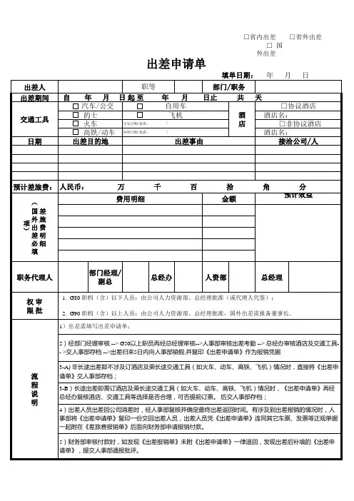 出差申请单
